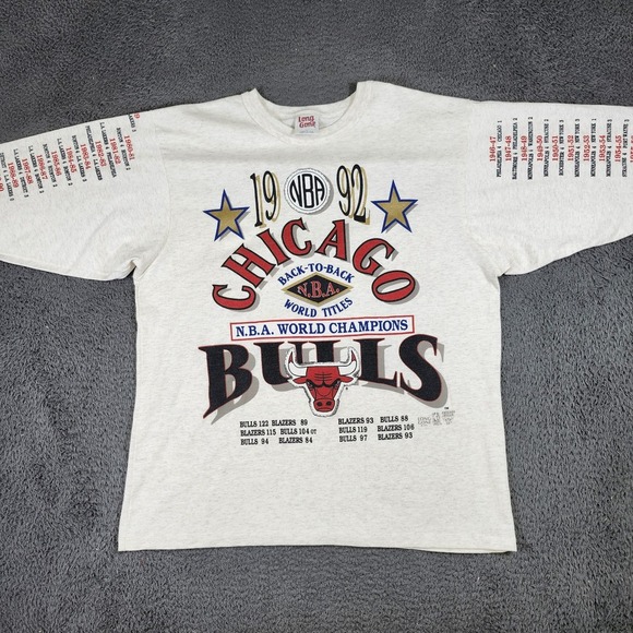 Rare Vintage 1992 Chicago Bulls Champions‎ NBA All Over Print T-shirt  L USA - Picture 1 of 14